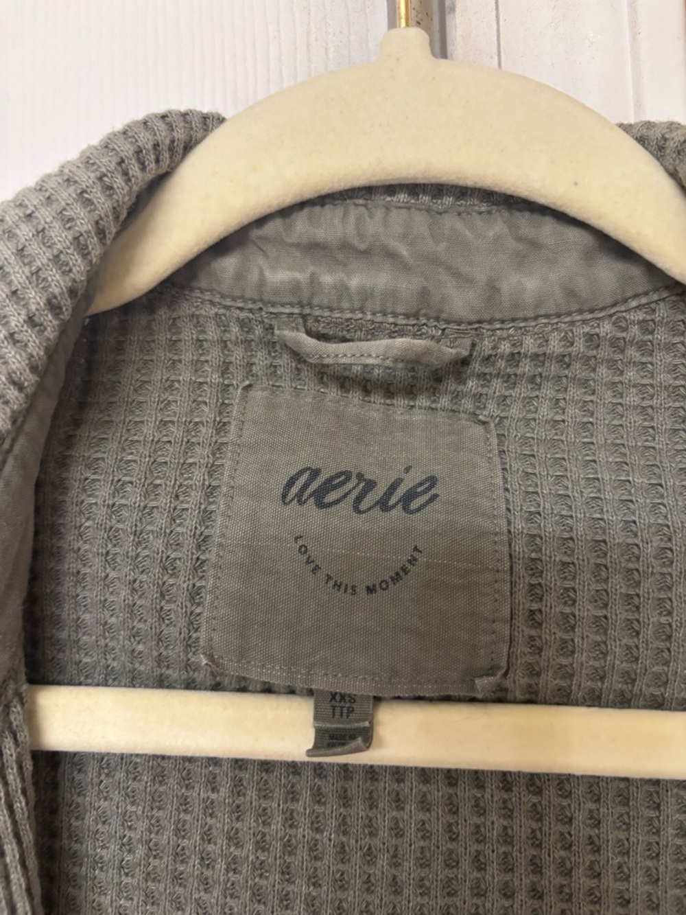 aerie Waffle Knit Button-Up Jackets - Sage and Blue - Picture 2 of 4
